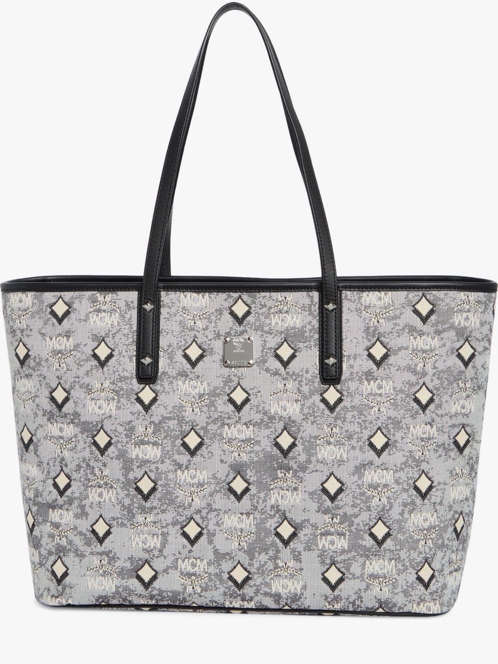MCM Grey and Black Visetos Monogram Tote
